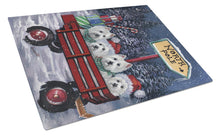 Load image into Gallery viewer, Westie Christmas Red Wagon Glass Cutting Boards – Durable, Decorative Kitchen Art Large PPP3227LCB