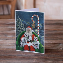 Load image into Gallery viewer, Westie Christmas Santa's Village Greeting Cards -  Blank Note Cards – 8-Pack of Artist-Designed Cards with Envelopes