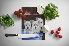 Load image into Gallery viewer, Westie Seize the Day Glass Cutting Boards – Durable, Decorative Kitchen Art Large PPP3232LCB