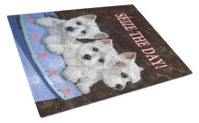 Load image into Gallery viewer, Westie Seize the Day Glass Cutting Boards – Durable, Decorative Kitchen Art Large PPP3232LCB