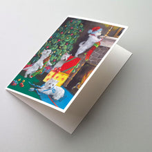 Load image into Gallery viewer, Westie Christmas Decorating Greeting Cards -  Blank Note Cards – 8-Pack of Artist-Designed Cards with Envelopes