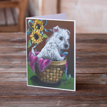 Load image into Gallery viewer, Westie Zoe and Sunflowers Greeting Cards -  Blank Note Cards – 8-Pack of Artist-Designed Cards with Envelopes