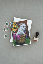 Load image into Gallery viewer, Westie Zoe and Sunflowers Greeting Cards -  Blank Note Cards – 8-Pack of Artist-Designed Cards with Envelopes