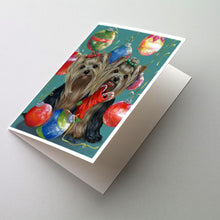 Load image into Gallery viewer, Yorkie Christmas All that Glitters Greeting Cards -  Blank Note Cards – 8-Pack of Artist-Designed Cards with Envelopes