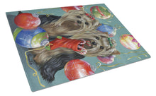 Load image into Gallery viewer, Yorkie Christmas All that Glitters Glass Cutting Boards – Durable, Decorative Kitchen Art Large PPP3239LCB