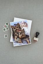 Load image into Gallery viewer, Yorkie Bed Bugs Greeting Cards -  Blank Note Cards – 8-Pack of Artist-Designed Cards with Envelopes