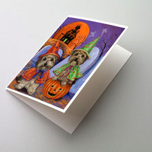 Load image into Gallery viewer, Yorkie Halloween Haunted House Greeting Cards -  Blank Note Cards – 8-Pack of Artist-Designed Cards with Envelopes