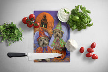 Load image into Gallery viewer, Yorkie Halloween Haunted House Glass Cutting Boards – Durable, Decorative Kitchen Art Large PPP3241LCB