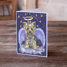 Load image into Gallery viewer, Yorkie Christmas Angel Greeting Cards -  Blank Note Cards – 8-Pack of Artist-Designed Cards with Envelopes
