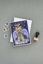 Load image into Gallery viewer, Yorkie Christmas Angel Greeting Cards -  Blank Note Cards – 8-Pack of Artist-Designed Cards with Envelopes