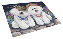 Load image into Gallery viewer, Bichon Frise Sisters Glass Cutting Boards – Durable, Decorative Kitchen Art Large PPP3247LCB