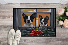 Load image into Gallery viewer, Boston Terrier Looking for Santa Christmas Doormat - 18x27 Decorative Floor Mat – Indoor/Outdoor Rug with Artistic Flair PPP3248MAT