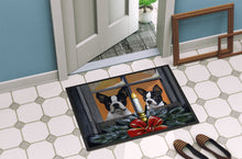 Load image into Gallery viewer, Boston Terrier Looking for Santa Christmas Doormat - 18x27 Decorative Floor Mat – Indoor/Outdoor Rug with Artistic Flair PPP3248MAT