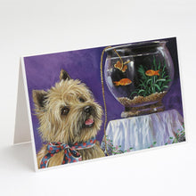 Load image into Gallery viewer, Cairn Terrier Gone Fishing Greeting Cards -  Blank Note Cards – 8-Pack of Artist-Designed Cards with Envelopes