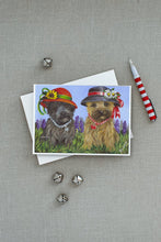 Load image into Gallery viewer, Cairn Terrier Sisters Greeting Cards -  Blank Note Cards – 8-Pack of Artist-Designed Cards with Envelopes