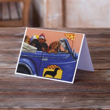 Load image into Gallery viewer, Dachshund Dachsmobile Greeting Cards -  Blank Note Cards – 8-Pack of Artist-Designed Cards with Envelopes
