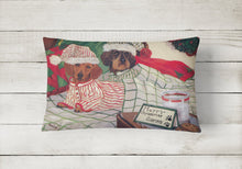 Load image into Gallery viewer, Dachshund Christmas Waiting for Santa Canvas Fabric Decorative Pillow PPP3260PW1216