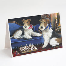 Load image into Gallery viewer, Fox Terrier Checkmates Greeting Cards -  Blank Note Cards – 8-Pack of Artist-Designed Cards with Envelopes