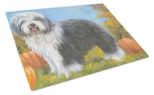 Load image into Gallery viewer, Old English Sheepdog Ocotoberfest Glass Cutting Boards – Durable, Decorative Kitchen Art Large PPP3265LCB