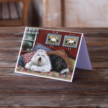 Load image into Gallery viewer, Old English Sheepdog Sweet Dreams Greeting Cards -  Blank Note Cards – 8-Pack of Artist-Designed Cards with Envelopes