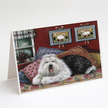 Load image into Gallery viewer, Old English Sheepdog Sweet Dreams Greeting Cards -  Blank Note Cards – 8-Pack of Artist-Designed Cards with Envelopes