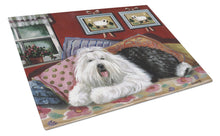 Load image into Gallery viewer, Old English Sheepdog Sweet Dreams Glass Cutting Boards – Durable, Decorative Kitchen Art Large PPP3266LCB