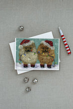 Load image into Gallery viewer, Pomeranian Christmas Lighten Up Greeting Cards -  Blank Note Cards – 8-Pack of Artist-Designed Cards with Envelopes