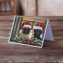Load image into Gallery viewer, Pug Christmas Anticipation Greeting Cards -  Blank Note Cards – 8-Pack of Artist-Designed Cards with Envelopes