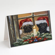 Load image into Gallery viewer, Pug Christmas Anticipation Greeting Cards -  Blank Note Cards – 8-Pack of Artist-Designed Cards with Envelopes