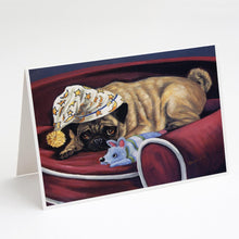 Load image into Gallery viewer, Pug Goodnight Sweetheart Greeting Cards -  Blank Note Cards – 8-Pack of Artist-Designed Cards with Envelopes