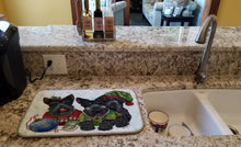 Load image into Gallery viewer, Scottish Terrier Christmas Elves Dish Drying Mat – Absorbent, Artistic Kitchen Essentials PPP3270DDM