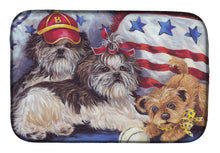 Load image into Gallery viewer, Shih Tzu Americana Sweethearts Dish Drying Mat – Absorbent, Artistic Kitchen Essentials PPP3273DDM