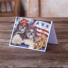 Load image into Gallery viewer, Shih Tzu Americana Sweethearts Greeting Cards -  Blank Note Cards – 8-Pack of Artist-Designed Cards with Envelopes