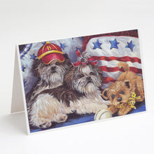 Load image into Gallery viewer, Shih Tzu Americana Sweethearts Greeting Cards -  Blank Note Cards – 8-Pack of Artist-Designed Cards with Envelopes