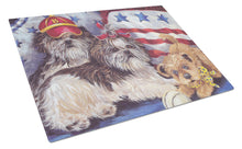 Load image into Gallery viewer, Shih Tzu Americana Sweethearts Glass Cutting Boards – Durable, Decorative Kitchen Art Large PPP3273LCB