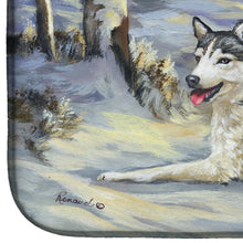 Load image into Gallery viewer, Siberian Husky Winterscape Dish Drying Mat – Absorbent, Artistic Kitchen Essentials PPP3274DDM