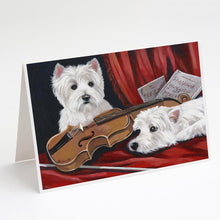 Load image into Gallery viewer, Westie Fiddlers Greeting Cards -  Blank Note Cards – 8-Pack of Artist-Designed Cards with Envelopes