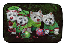 Load image into Gallery viewer, Westie Christmas Santa's Assistants Dish Drying Mat – Absorbent, Artistic Kitchen Essentials PPP3285DDM