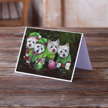 Load image into Gallery viewer, Westie Christmas Santa's Assistants Greeting Cards -  Blank Note Cards – 8-Pack of Artist-Designed Cards with Envelopes