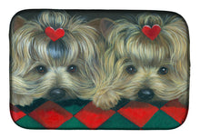 Load image into Gallery viewer, Yorkshire Terrier Yorkie 2 Hearts Dish Drying Mat – Absorbent, Artistic Kitchen Essentials PPP3290DDM