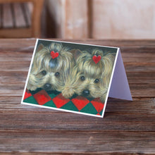Load image into Gallery viewer, Yorkshire Terrier Yorkie 2 Hearts Greeting Cards -  Blank Note Cards – 8-Pack of Artist-Designed Cards with Envelopes