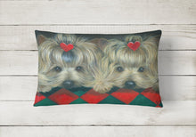 Load image into Gallery viewer, Yorkshire Terrier Yorkie 2 Hearts Canvas Fabric Decorative Pillow PPP3290PW1216