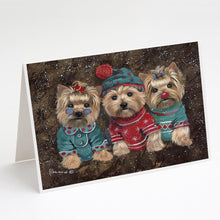 Load image into Gallery viewer, Yorkshire Terrier Yorkie Christmas Elves Greeting Cards -  Blank Note Cards – 8-Pack of Artist-Designed Cards with Envelopes