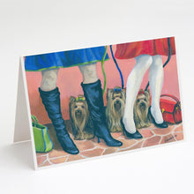 Load image into Gallery viewer, Yorkshire Terrier Yorkie on the Go Greeting Cards -  Blank Note Cards – 8-Pack of Artist-Designed Cards with Envelopes