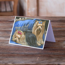 Load image into Gallery viewer, Yorkshire Terrier Yorkie Satin and Lace Greeting Cards -  Blank Note Cards – 8-Pack of Artist-Designed Cards with Envelopes