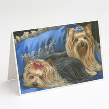 Load image into Gallery viewer, Yorkshire Terrier Yorkie Satin and Lace Greeting Cards -  Blank Note Cards – 8-Pack of Artist-Designed Cards with Envelopes