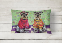 Load image into Gallery viewer, Schnauzer Love and Peace Canvas Fabric Decorative Pillow PPP3333PW1216