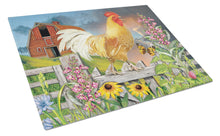 Load image into Gallery viewer, Yellow Rooster Greeting the Day Glass Cutting Boards – Durable, Decorative Kitchen Art Large PRS4024LCB