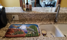 Load image into Gallery viewer, Great Horned Owl In The Desert Dish Drying Mat – Absorbent, Artistic Kitchen Essentials PRS4052DDM