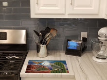 Load image into Gallery viewer, Great Horned Owl In The Desert Glass Cutting Boards – Durable, Decorative Kitchen Art Large PRS4052LCB